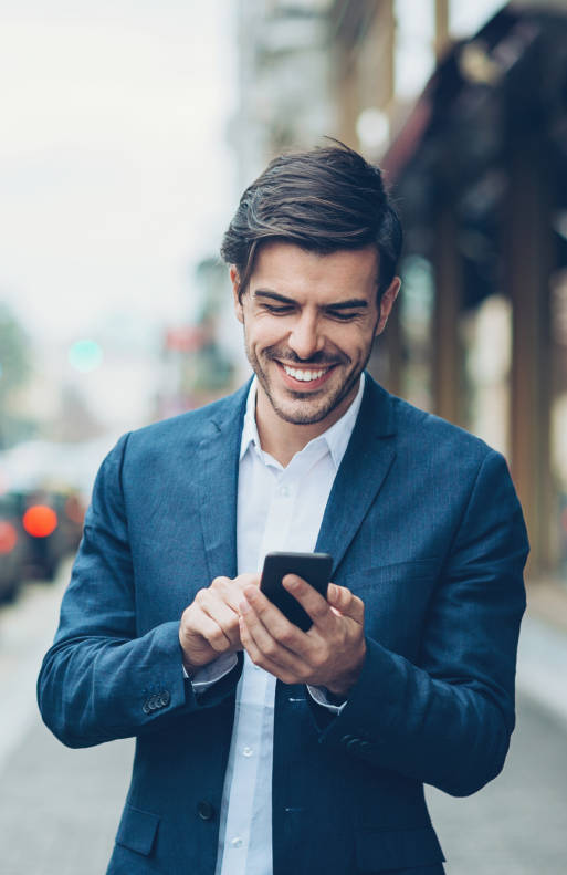 Confident attorney walking in the city